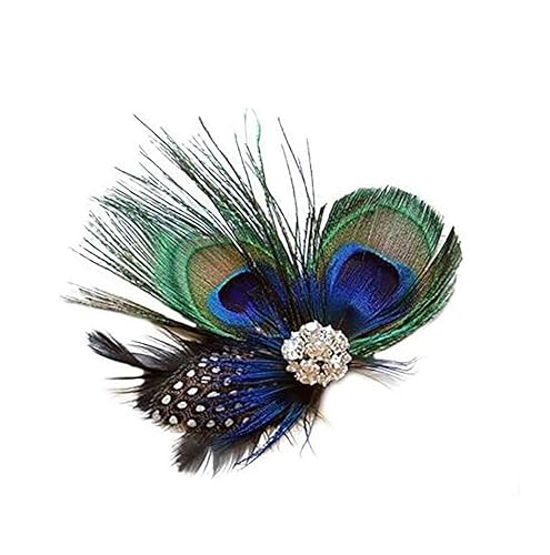 Women Bohemian Peacock Feather Hair Clip Hair Pin Elegant Fascinator Wedding Dance Party Headdress Headwear Hair Accessory Sequined Showgirl Headpiece