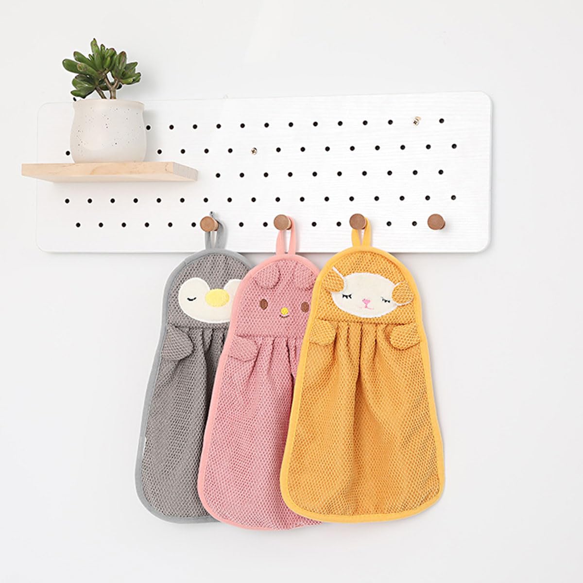 Snadulor 6 Pcs Cute Animal Kids Hand Towels with Hanging Loop Bathroom Hand Bath Towel Kitchen Towels for Home Kitchen Bathroom