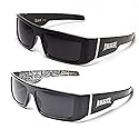 Locs Gangsta Sunglasses Various Combos 58 Style (2 Pack Black Plain and White Bandana)