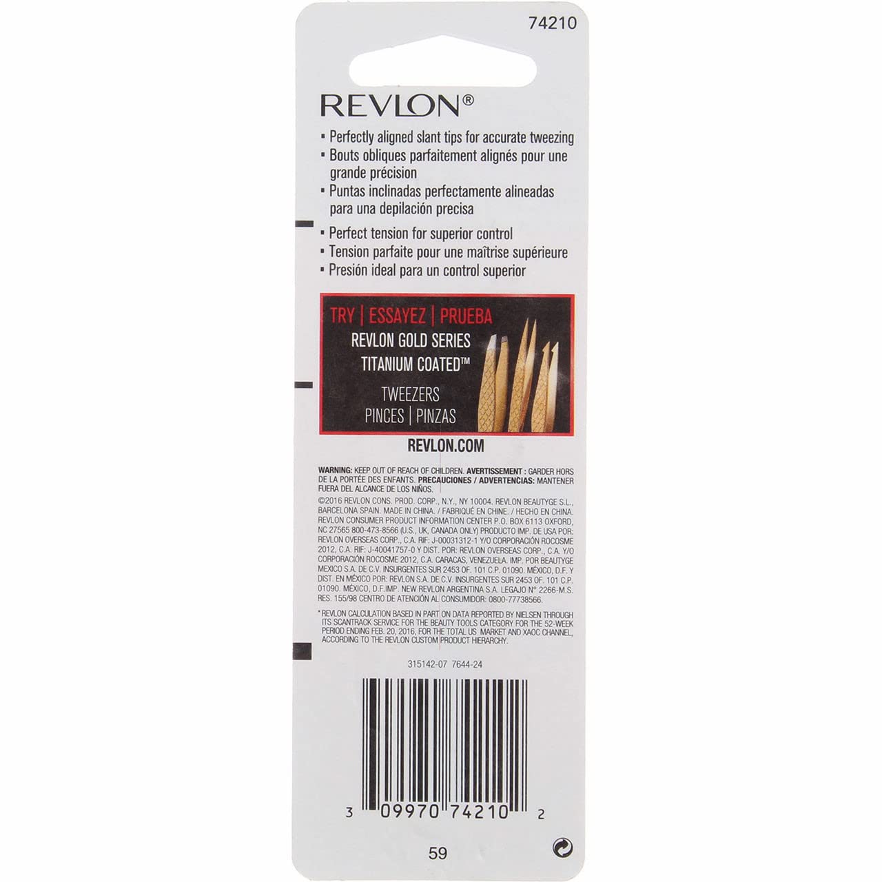 Revlon Expert Tweezer, Slant Tip 1 ea (Pack of 10)