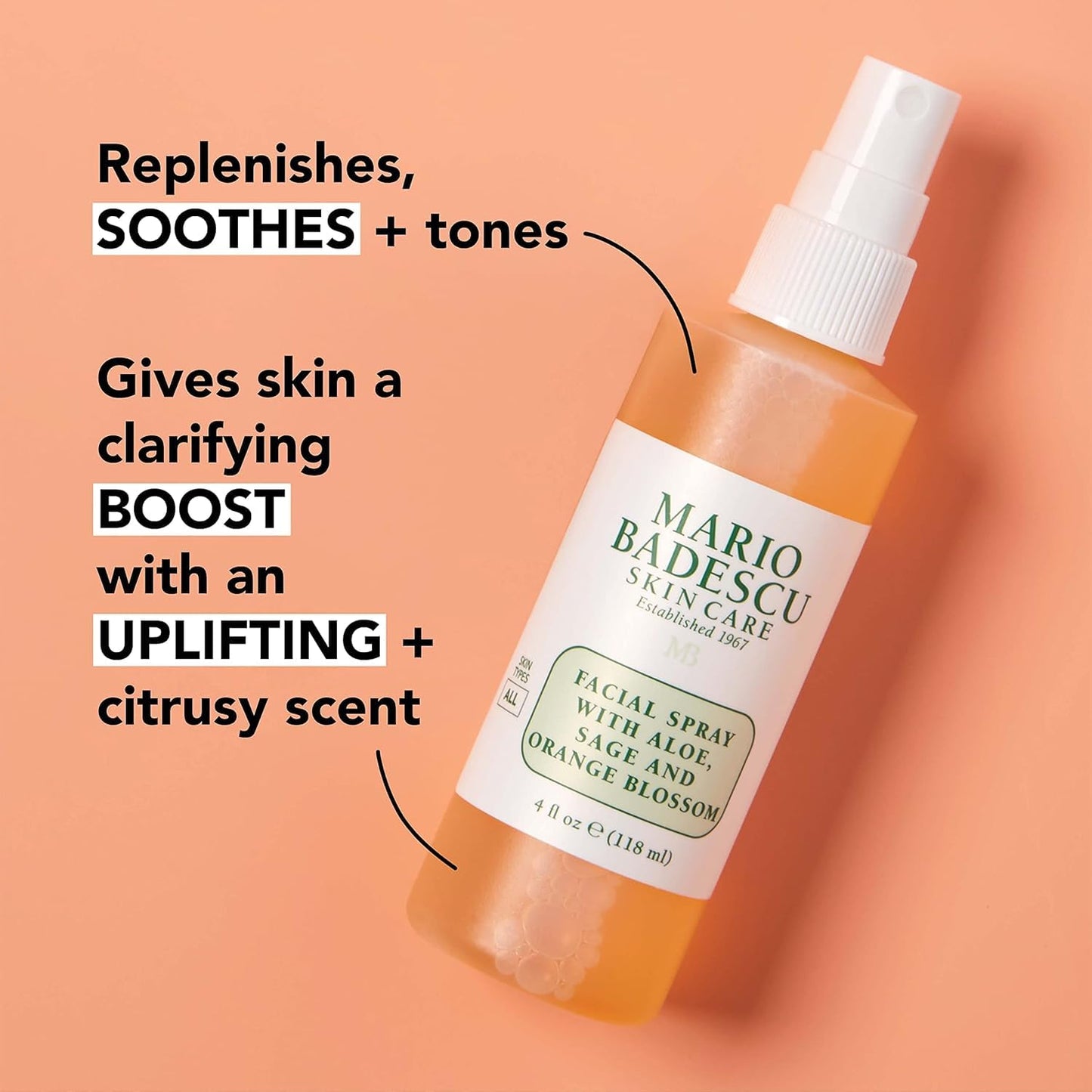 Mario Badescu Rose Water + Orange Facial Spray Bundle | Hydrating Rosewater Face Mist with Aloe & Herbs + Rejuvenating Sage & Orange Blossom | Beauty and Personal Care Mario Badescu