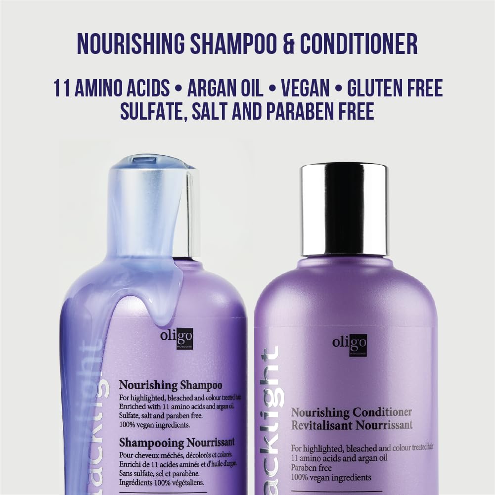 Oligo Professionnel - Blacklight Nourishing Shampoo & Conditionner for blondes - Sulfate-Free - Vegan - For color treated hair- Hydrating formula