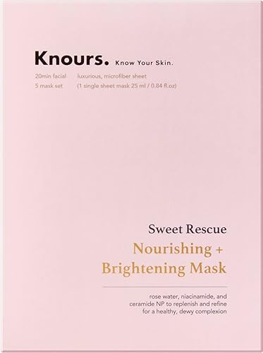 Knours. Nourishing & Hydrating Mask, Rose Water Toning Rejuvenating Facial Nourishing Clean Beauty (5 Count)