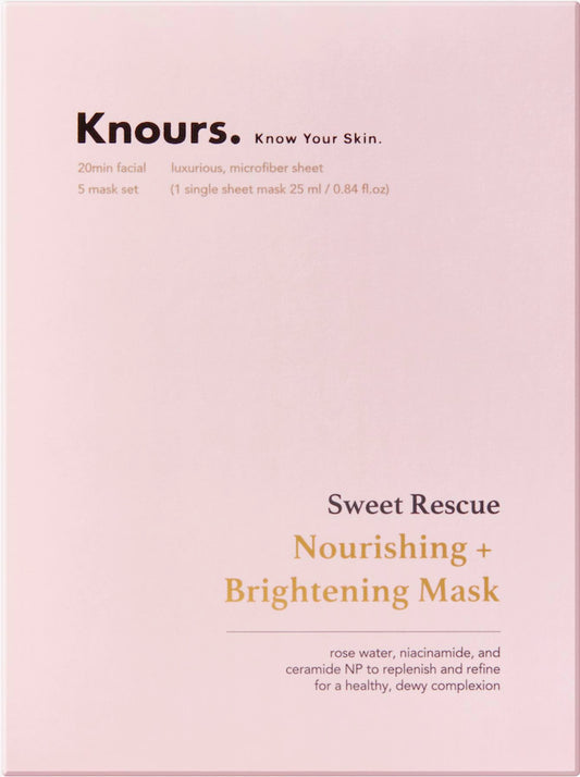Knours. Nourishing & Hydrating Mask, Rose Water Toning Rejuvenating Facial Nourishing Clean Beauty (5 Count)