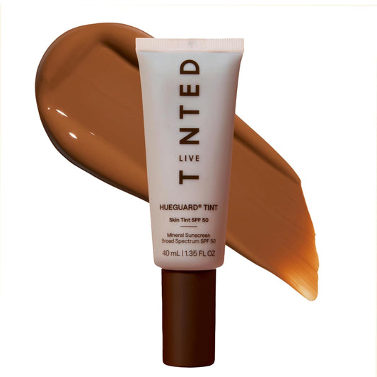 Live Tinted Hueguard Tinted Sunscreen SPF 50 - Mineral Sunscreen for Face, Skin Tint with Buildable Coverage, Dewy Glow Finish, Hydrating, Vegan