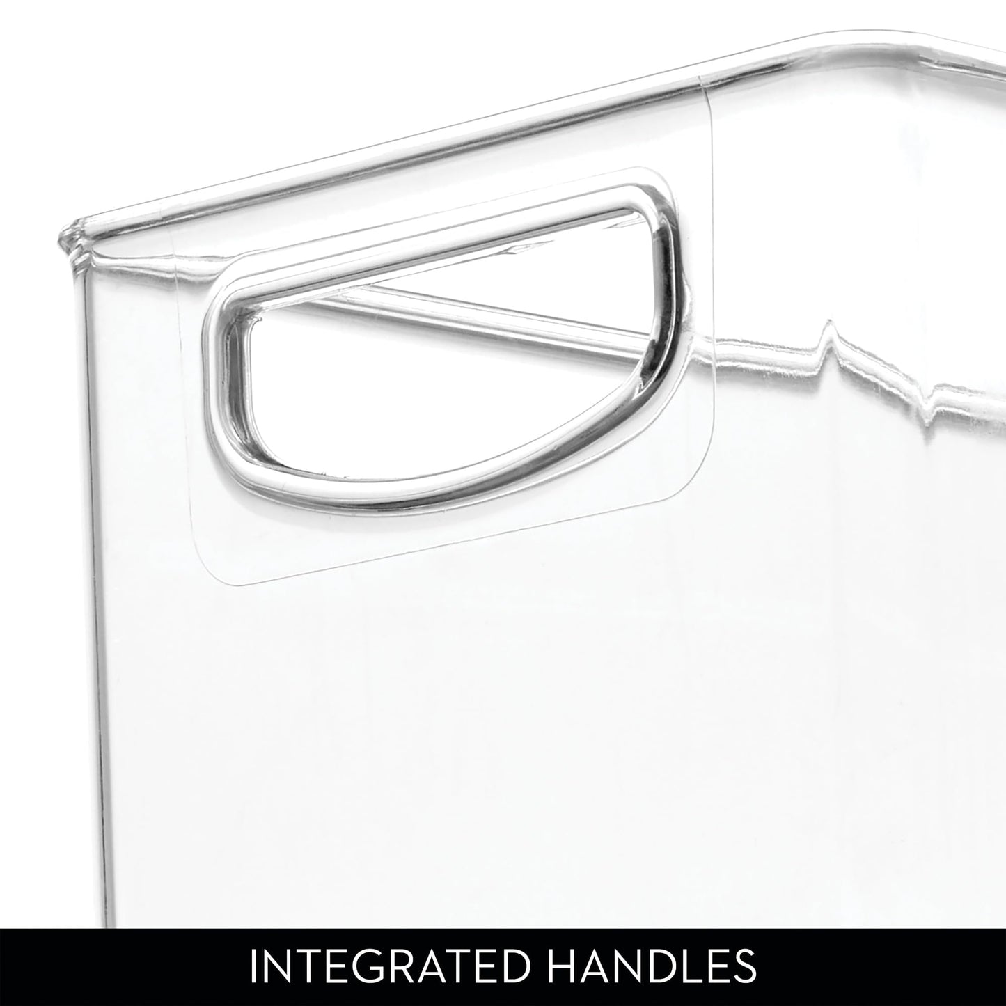 iDesign Plastic Stackable Pantry Bin with Handles for Cabinets or Fridge, Clear, Made in USA