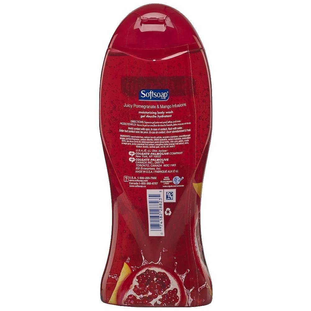 Softsoap Moisturizing Body Wash, Pomegranate and Mango Infusions 18 oz (Pack of 4)