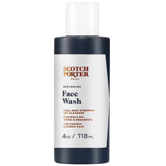 Scotch Porter Restoring Face Wash | Rich, Non-Stripping Gel Cleanser | Formulated with Non-Toxic Ingredients, Free of Parabens, Sulfates & Silicones |