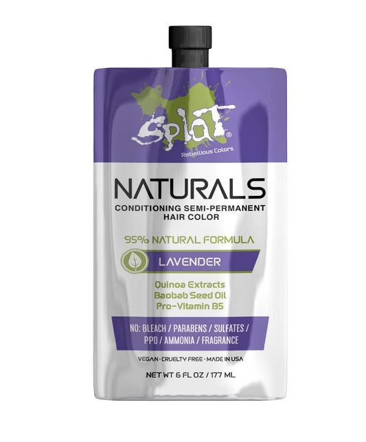 Splat Naturals Semi-Permanent Hair Color, Lavender, 6 fl. oz., 95% Natural Hair Dye Formula Lasts Up to 30 Washes, Vegan & Cruelty-Free Semi Permanent