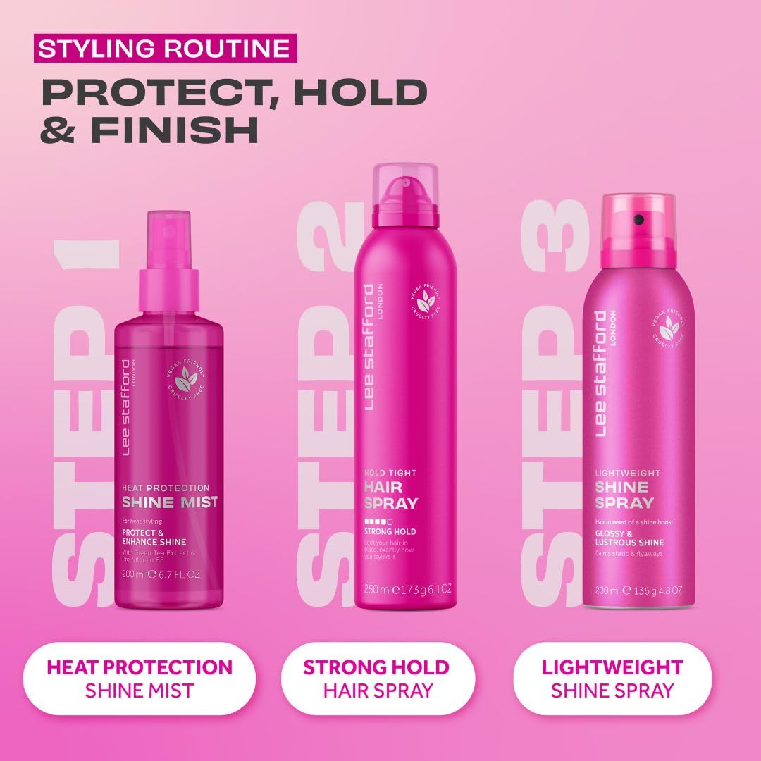 Lee Stafford Heat Protectant Hair Spray | Styling Collection - Best Thermal Defense Shine Mist for Daily Use, Frizz Control with Protection, Flat Iron