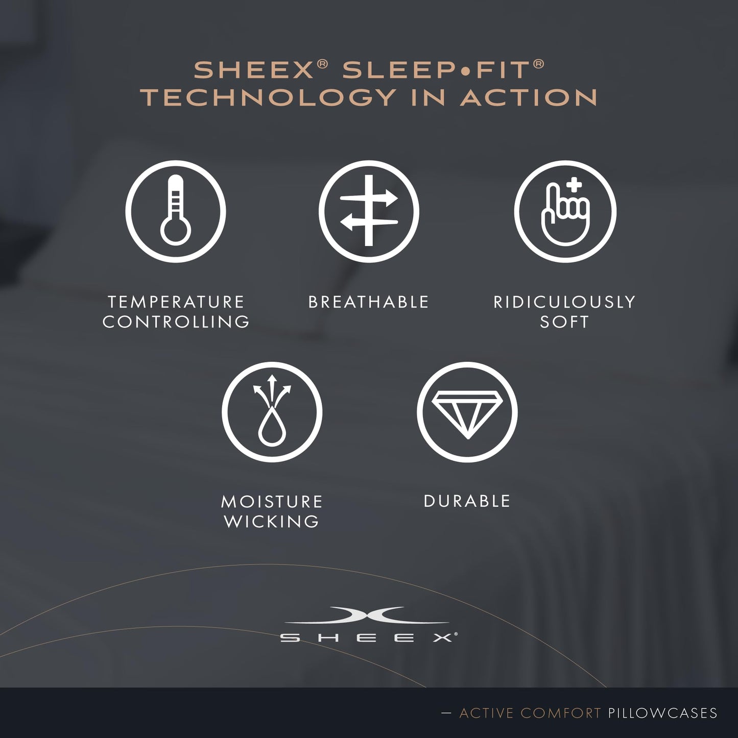 SHEEX Active Comfort Cooling King-Size Pillowcases, Super-Soft Pillowcase Set, 2 Cooling Pillow Covers, Parchment