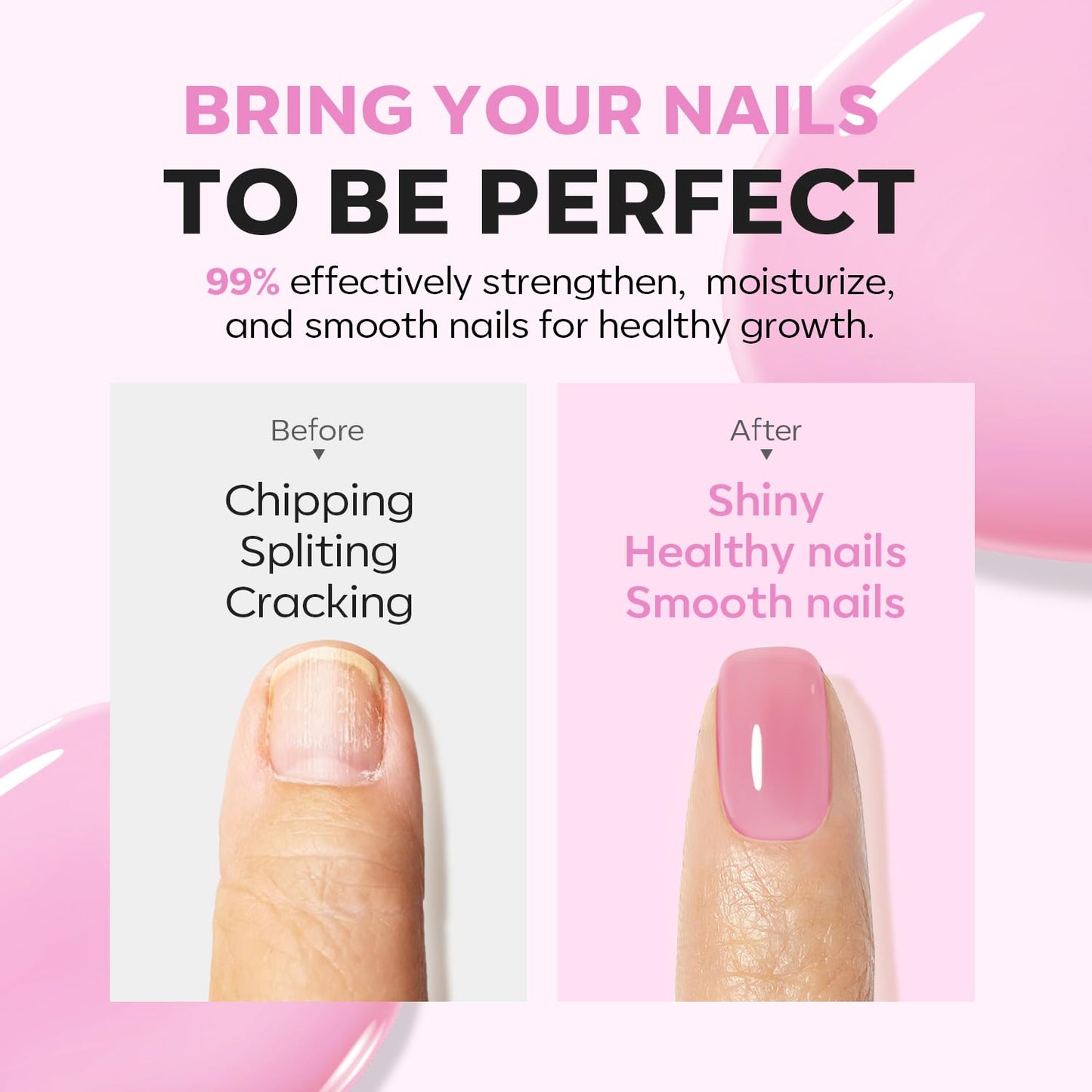 modelones Nail Strengthener Jelly Purple Pink Nail Repair for Damaged Nails Strengthening Polish Nail Growth and Strengthener Natural Concealer Beauty and Personal Care modelones