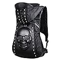 nice--buy Skull Punk Art Fashion Backpack Hooded Rivet Studded Biker Purse Gothic 3D Skull PU Leather Bookbag Python Daypack Shoulder Bag Laptop Bag