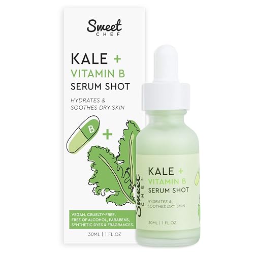 Sweet Chef Kale + Vitamin B Serum Shot - Hydrating Antioxidant-Rich Facial Serum with Vitamin B + Aloe Vera for Moisturizing + Soothes Dry Skin for a