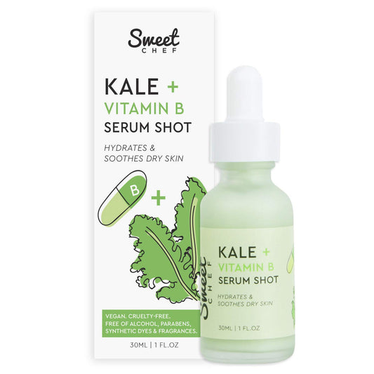 Sweet Chef Kale + Vitamin B Serum Shot - Hydrating Antioxidant-Rich Facial Serum with Vitamin B + Aloe Vera for Moisturizing + Soothes Dry Skin for a