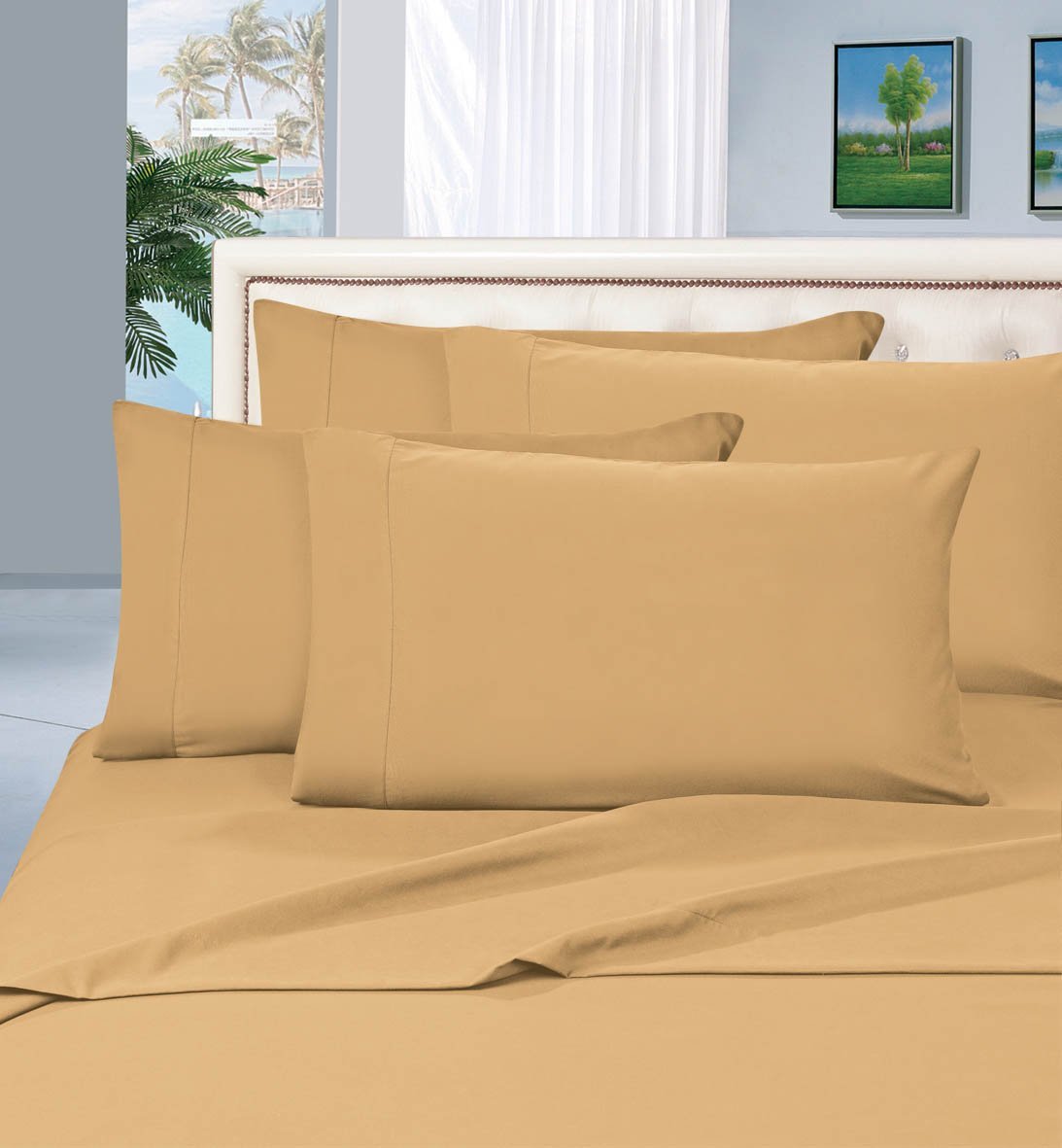 Elegant Comfort 1500 Premier Wrinkle & Fade Resistant Hotel Quality Ultra Soft Luxurious 4-Piece Bed Sheet Set, Full, Camel-Gold
