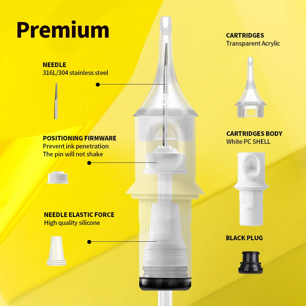 HAWINK SMP Tattoo Cartridges Needles 20Pcs #08 (5RL) Permanent Makeup 3 Round Liner 0.25mm Needle Microblading Hair Scalp for Tattoo Rotary Pen Supply Beauty and Personal Care HAWINK