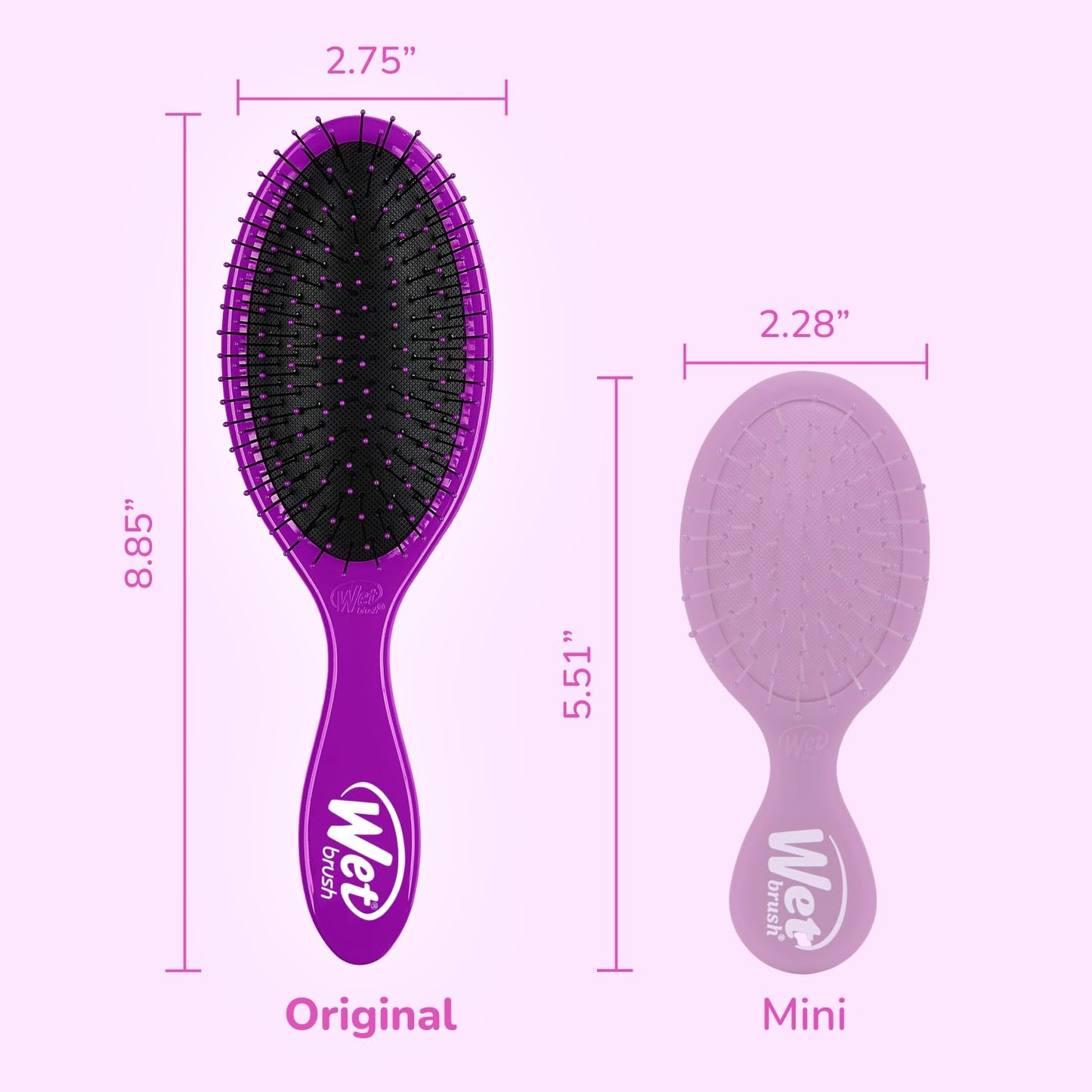 Wet Brush Original Detangler Hair Brush 2-Pack, Pink & Purple, Perfect Stocking Stuffer Set for Women & Men, Ultra-Soft IntelliFlex Bristles for Wet