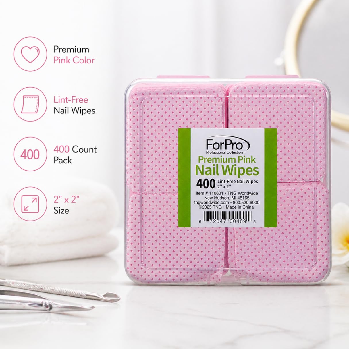 ForPro Lint Free Nail Wipes, 400-Count Non-Woven Nail Polish Remover Pads, Super Absorbent Gel Polish Remover Wipes, Acetone Compatible, for Nail Prep Beauty & Personal Care ForPro Professional Collection
