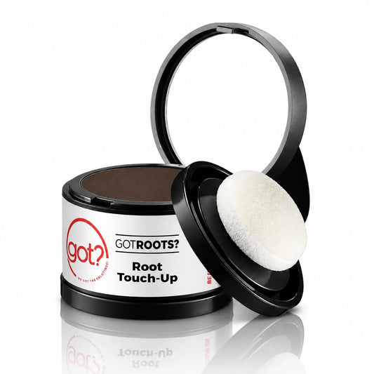 Got? Roots - Root Touch Up Kit for Dark Brown Hair - Temporary Thinning & Gray Cover, Brow Filler, and Pigment Infused Hairline Powder - 0.14 OZ Tub Beauty & Personal Care got? WE GOT THE SOLUTIONS!