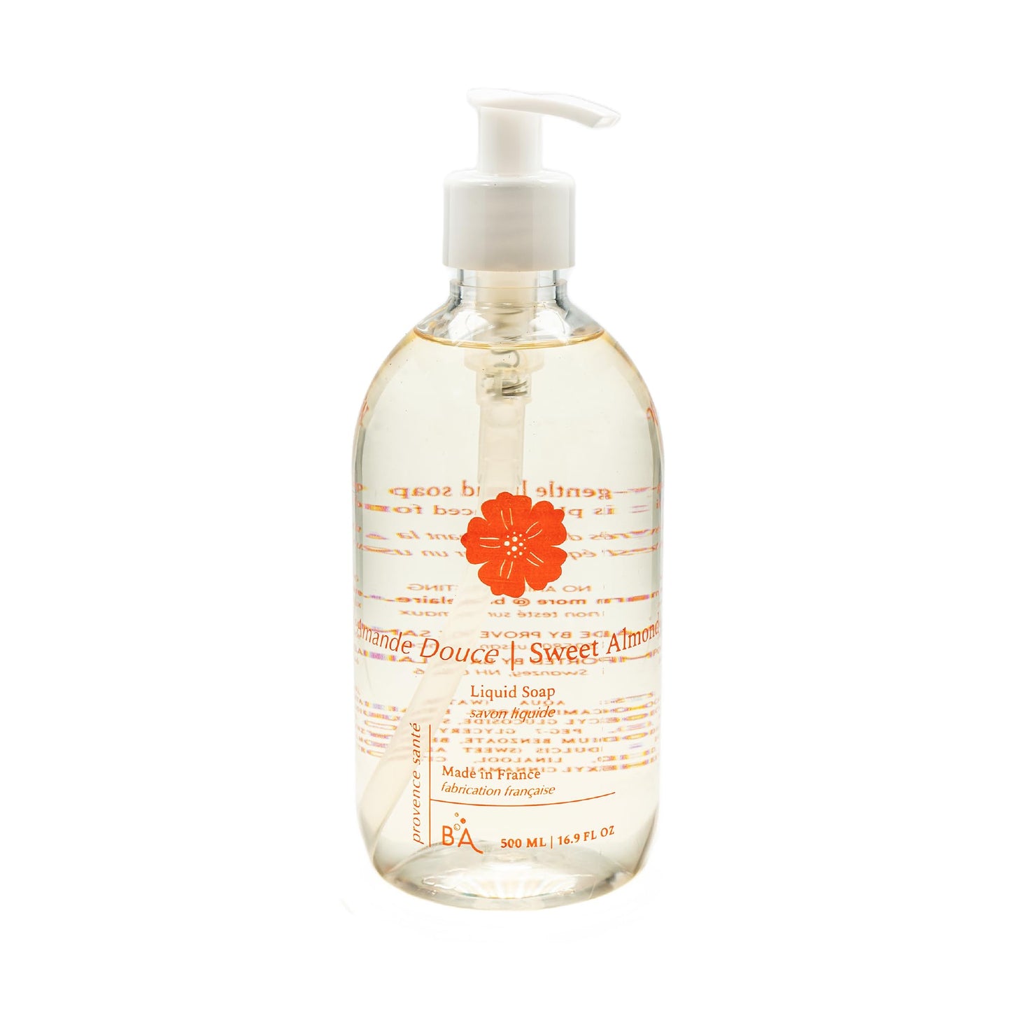 Provence Sante Natural Liquid Soap - Moisturizing Almond Oil Hand Soap with Warm Sweet Almond Scent - Elegant Pump Dispenser for Kitchen & Bath (16.9