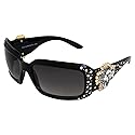 Rodeo Queen La Cruces Women’s Fashion Sunglasses Black Frame w/Bling Rhinestones & Smoke Gradient Lens