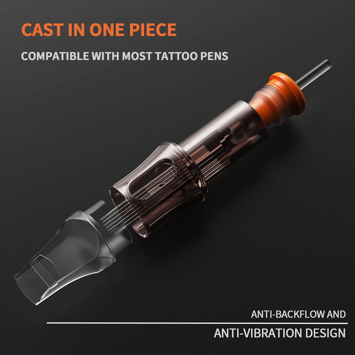 A-minusone 20 Pcs 1215RM Standard Disposable Tattoo Needle Cartridges - 20 Pack of Round Magnum Needles with Membrane Safety Cartridges for Tattoo Beauty and Personal Care A-minusone