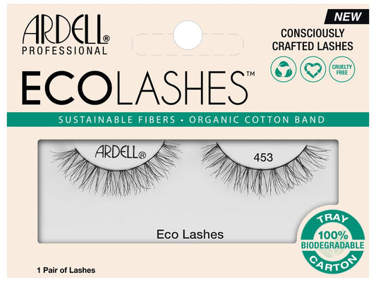 Ardell Eco Lashes 453, Sustainable Fibers False Eyelashes, Organic Cotton Band, Lightweight Natural Look, 1 Pair