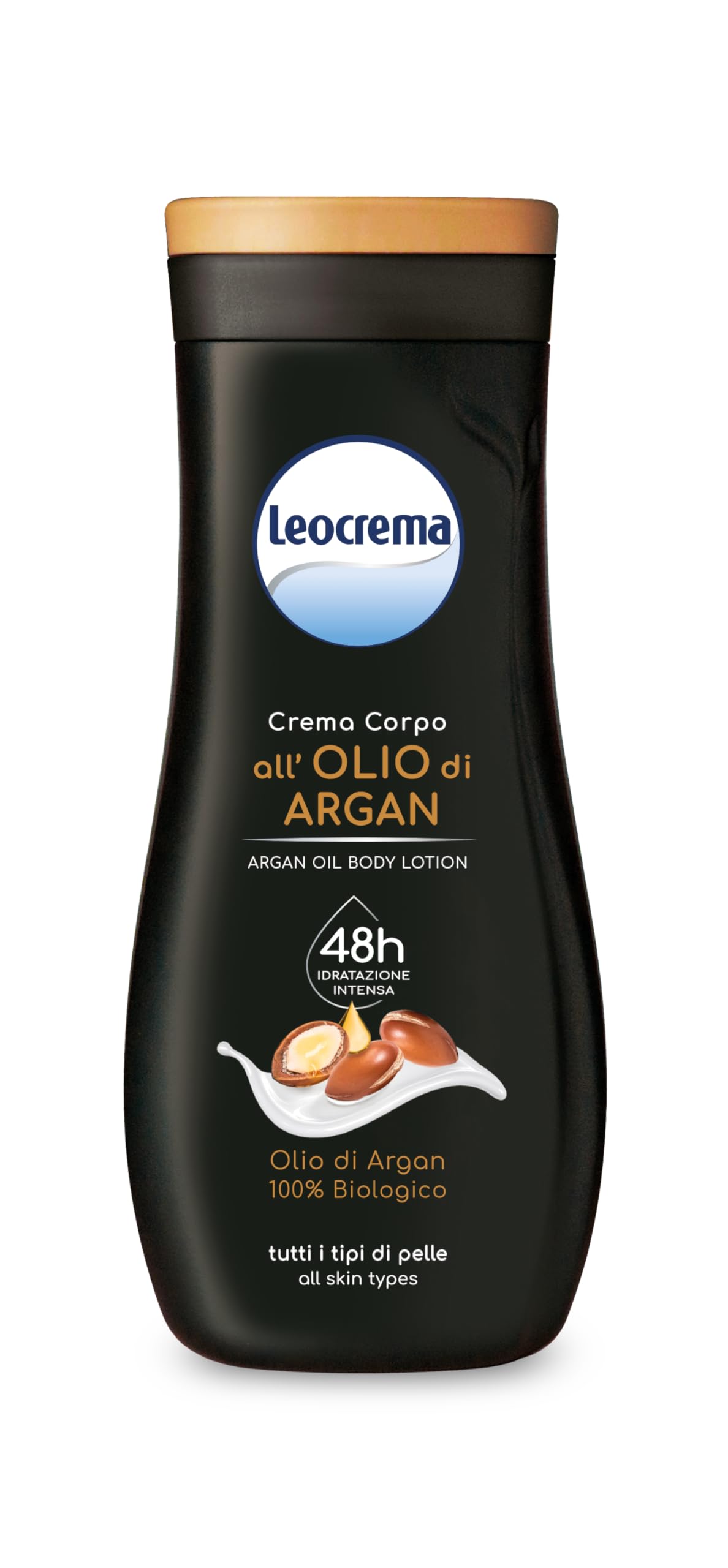 Leocrema: "Crema Fluida" Body Lotion with 100% Organic Argan Oil * 8.45 Fluid Ounces (250ml) Bottle * [ Italian Import ]