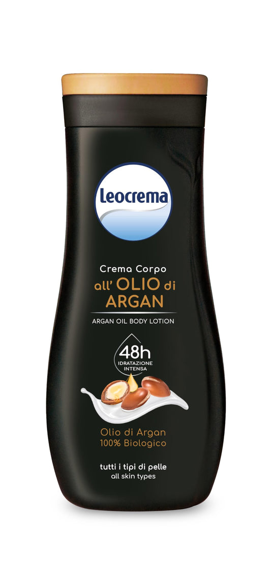 Leocrema: "Crema Fluida" Body Lotion with 100% Organic Argan Oil * 8.45 Fluid Ounces (250ml) Bottle * [ Italian Import ]
