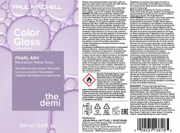 Paul Mitchell The Demi Color Gloss, Glosses in 3 Minutes, Peal Ash, 6.4 Fl Oz