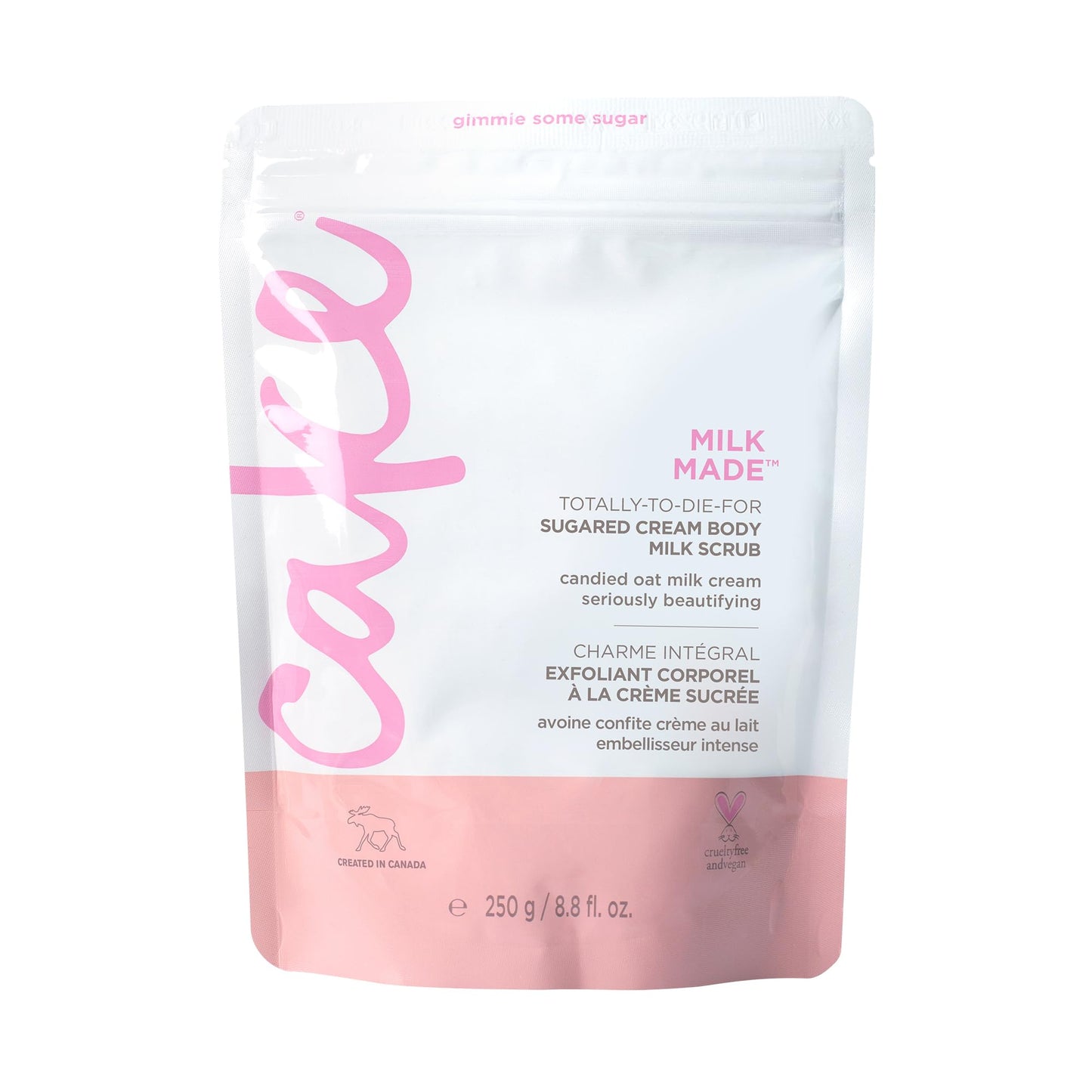 Cake Beauty Milk Made Vegan Body Sugar Scrub- Shea Butter, Candied Oat Milk & Marshmallow Root Extract - Gentle Exfoliating Hand, Leg, Foot & Body