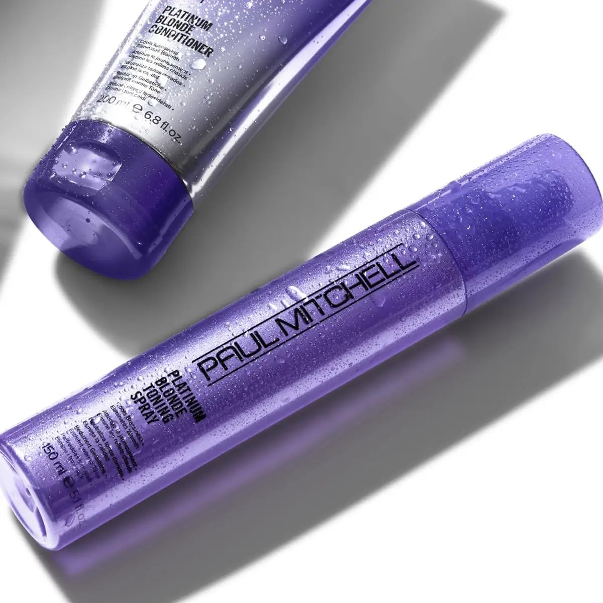 Paul Mitchell Platinum Blonde Purple Toning Spray, Cools Brassiness, Eliminates Warmth, For Color-Treated Hair + Naturally Light Hair Colors, 5.1 fl