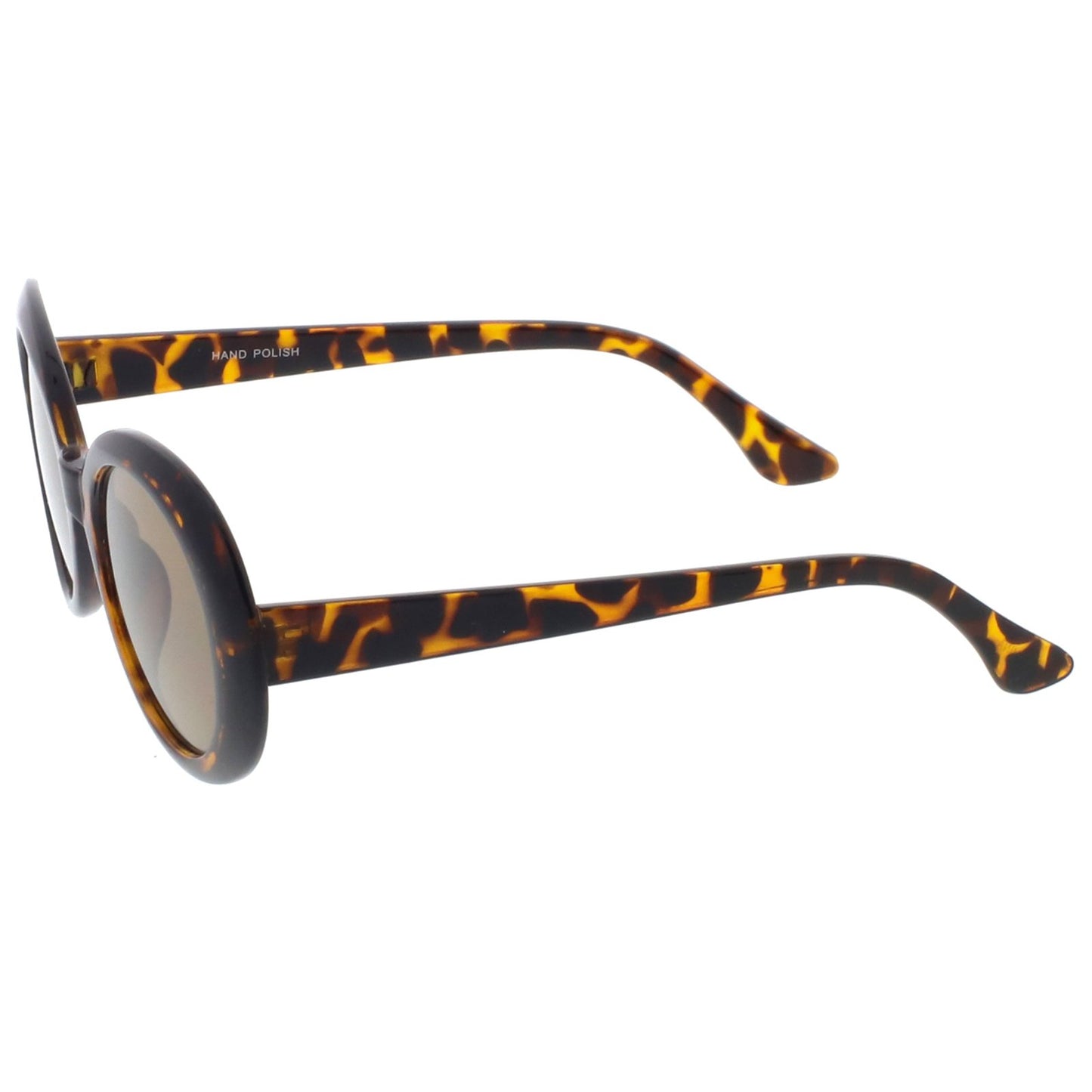 zeroUV - Large Clout Goggles Thick Oval Frame Sunglasses with Round Lens 53mm (Tortoise/Brown)