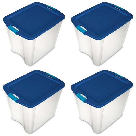 ODEENE For Sterilite 26 Gal Latch and Carry Stackable Storage Bin with Latching Lid, 4 Pack