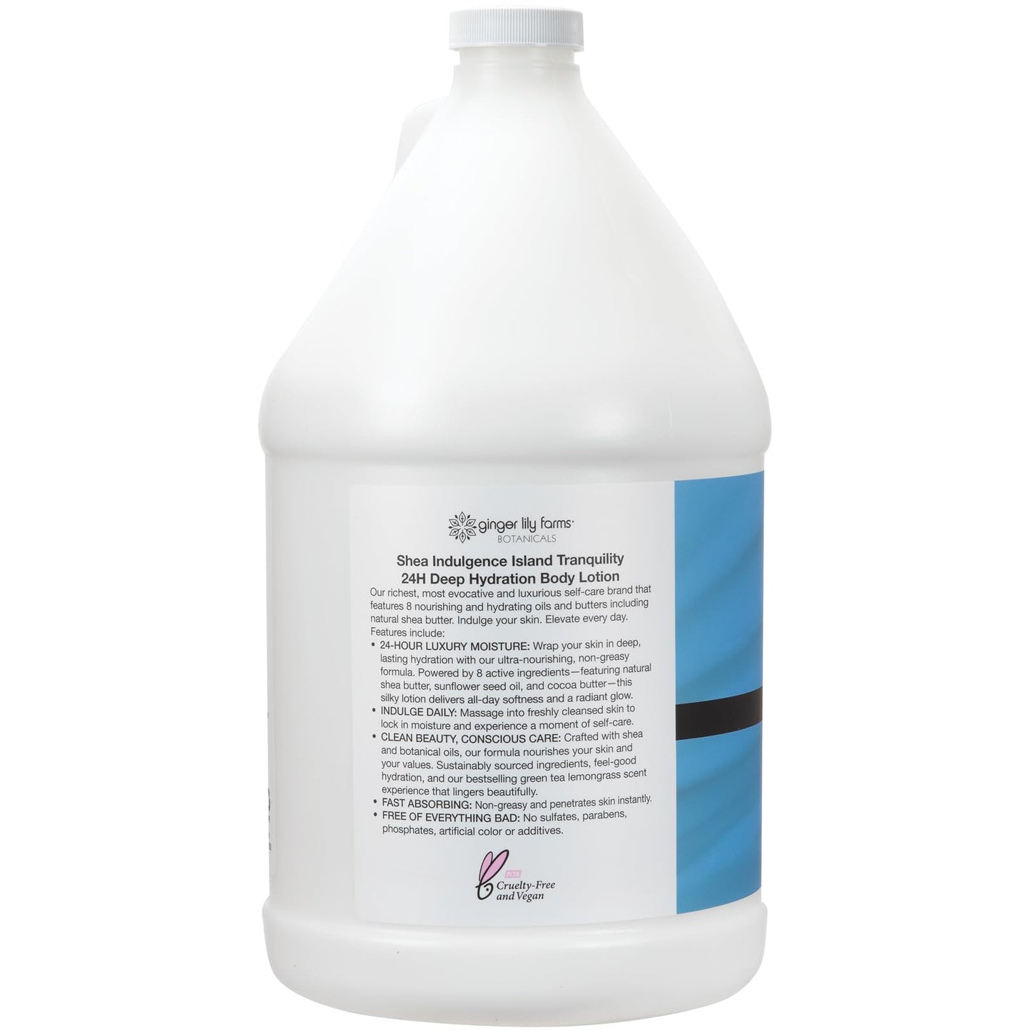 Ginger Lily Farms Botanicals Shea Indulgence 24H Deep Hydration Body Lotion, Island Tranquility, 100% Vegan & Cruelty-Free, Green Tea & Lemongrass