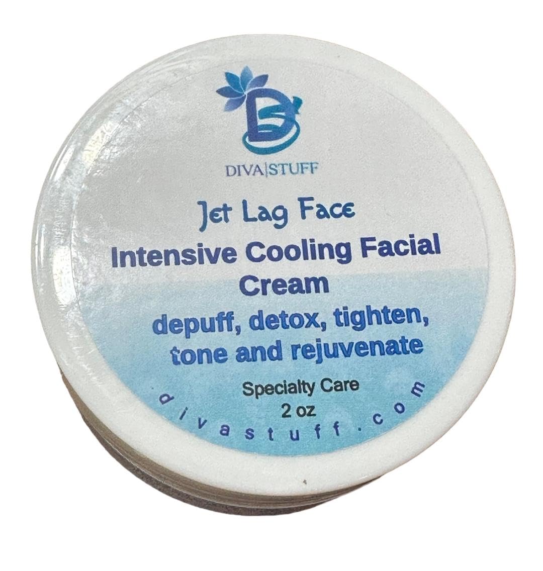 Diva Stuff Jet Lag Face Intensive Cooling Cream Clay Facial Mask, Depuff, Detox, Tighten, Tone and Rejuvenate, 2 oz
