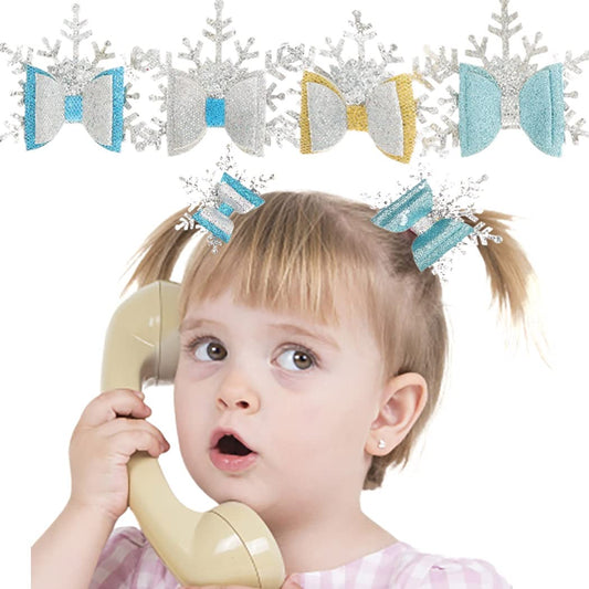 Campsis 4Pieces Christmas Glitter Bow Hair Clips Sequins Bowknot Barrettes Bling Alligator Hair Clips Party Holiday Thanksgiving Prom Decoration