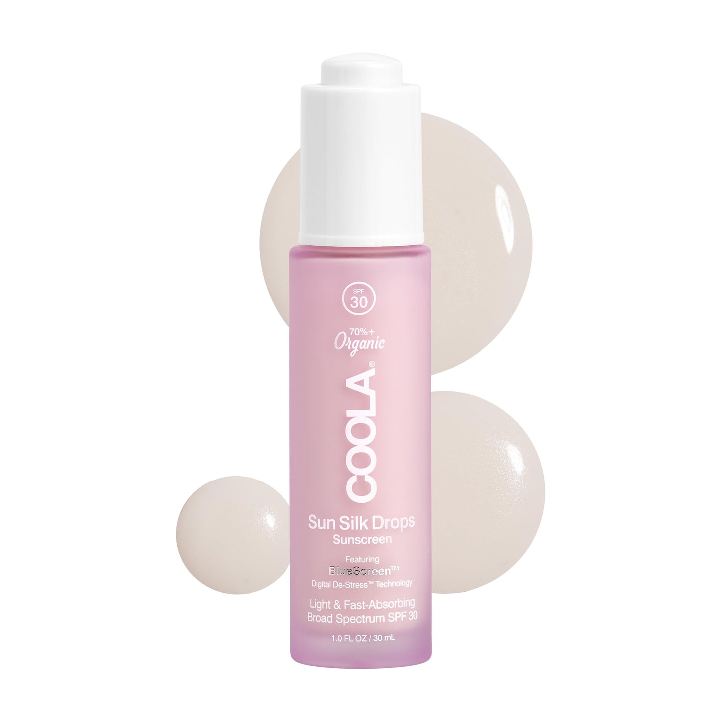 COOLA Organic Sun Silk Drops and Face Moisturizer with SPF 30, Dermatologist Tested Sunscreen with Plant-Derived BlueScreen Digital De-Stress