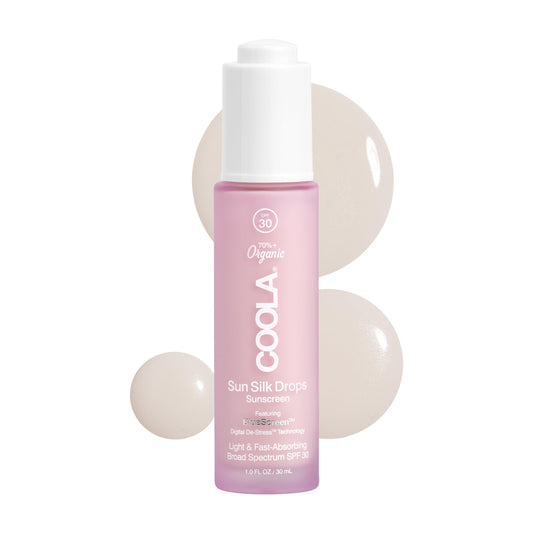 COOLA Organic Sun Silk Drops and Face Moisturizer with SPF 30, Dermatologist Tested Sunscreen with Plant-Derived BlueScreen Digital De-Stress