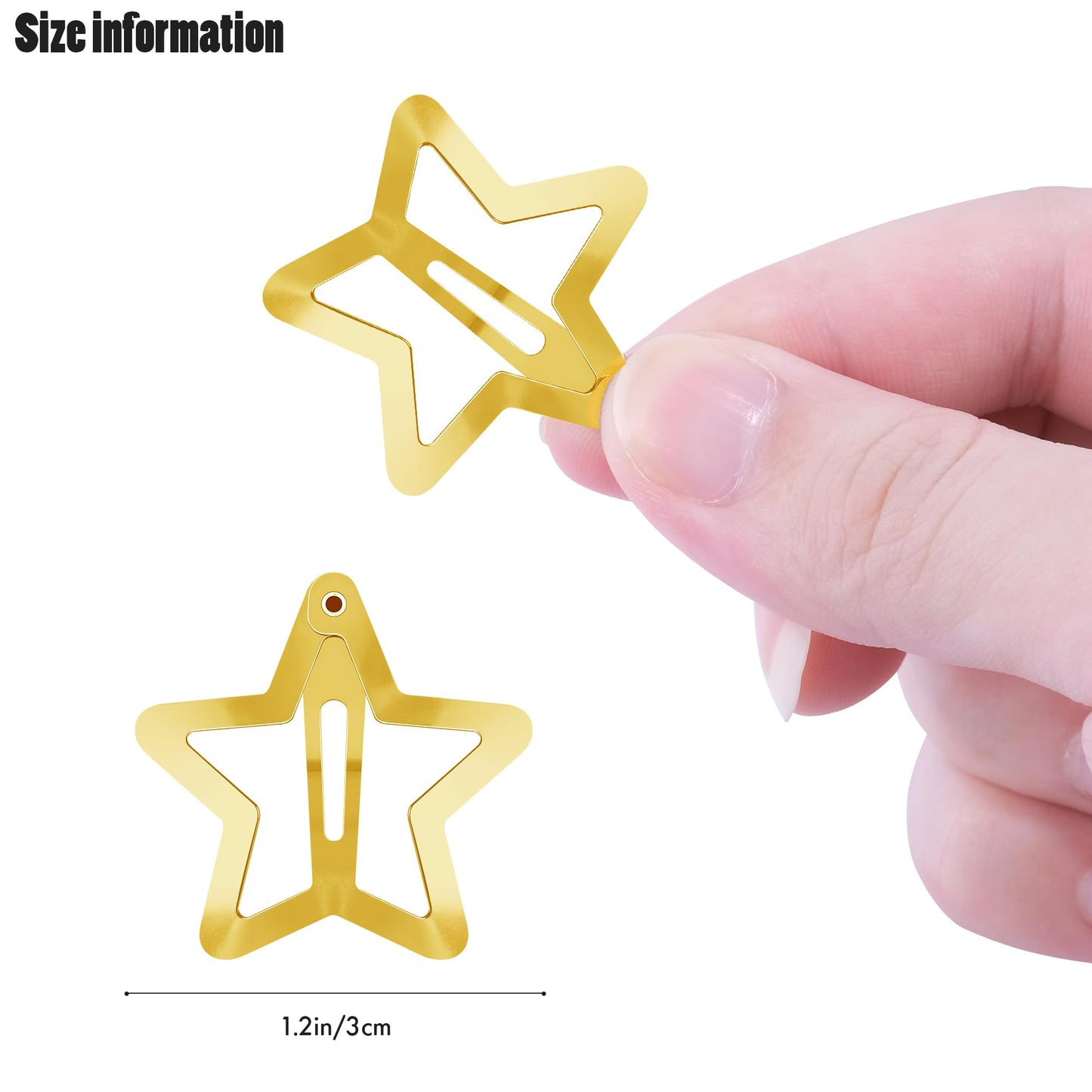 Star Hair Clips 2000s Y2K Gold Star Hair Accessories Snap Hair Barrettes Non Slip Metal Hair Clips for Girls Women -15 PCS 1.18" Beauty and Personal Care VIBILIA