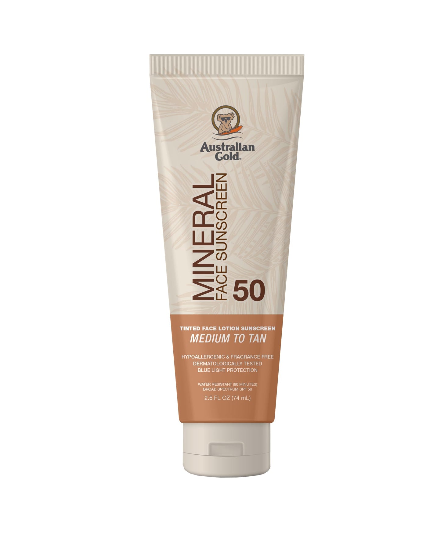 Australian Gold SPF 50 Tinted Mineral Face Sunscreen, Medium to Tan, 2.5 fl oz, Broad Spectrum, Non-Greasy BB Cream with Blue Light & Sun Protection Beauty and Personal Care Australian Gold Default Title
