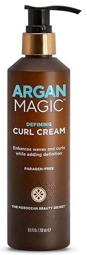 ARGAN MAGIC Defining Curl Cream - Enhances Waves and Curls While Adding Definition | Conditions, Detangles, and Reduces Frizz | Paraben Free (8.5