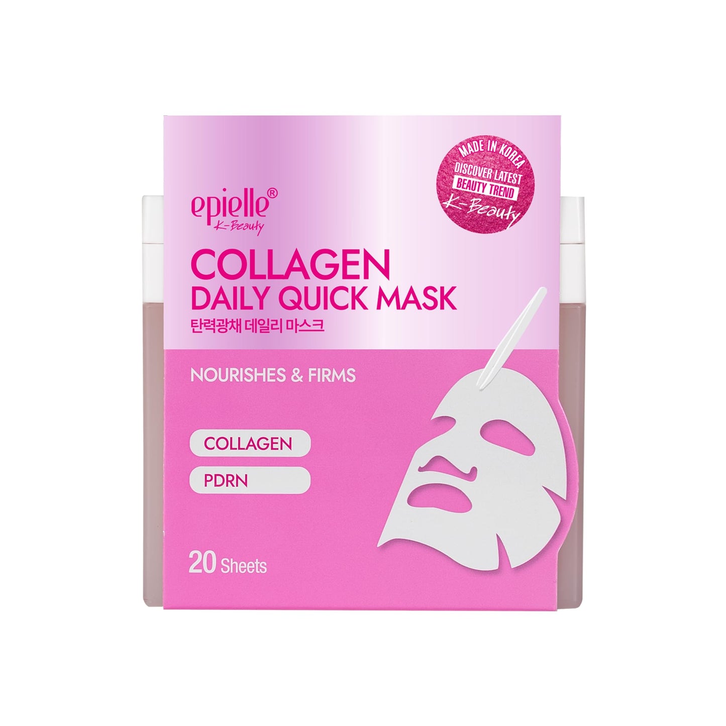 Epielle Collagen Korean Face Masks 20 Pack - Anti Aging Sheet Masks with Hyaluronic Acid for Hydrating & Plumping Skin, Stocking Stuffers for Women