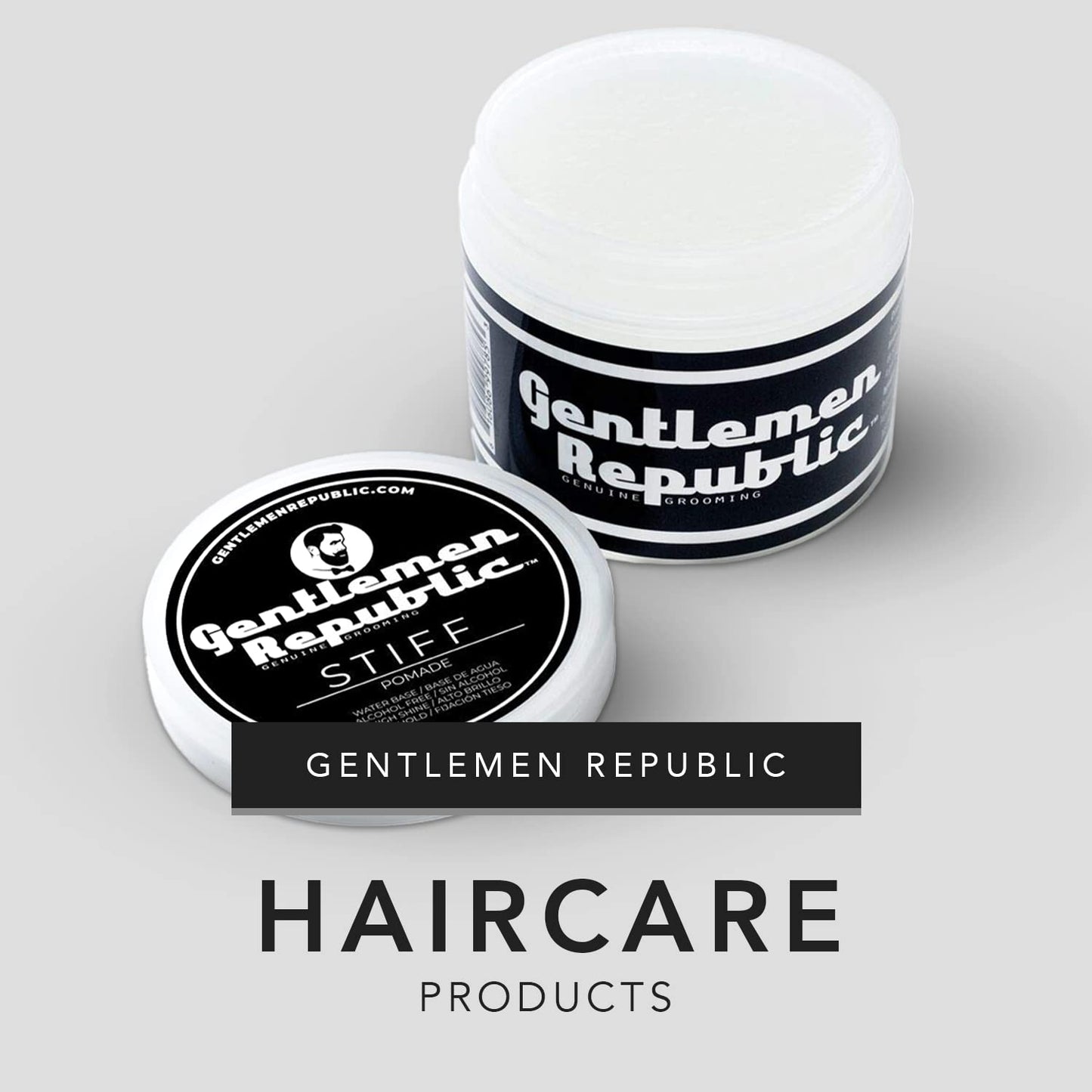 Gentlemen Republic 8oz Stiff Hair Pomade - Lightweight All-Day Hold with High Shine Finish, Alcohol-Free and Paraben-Free Formula, Suitable for Thick