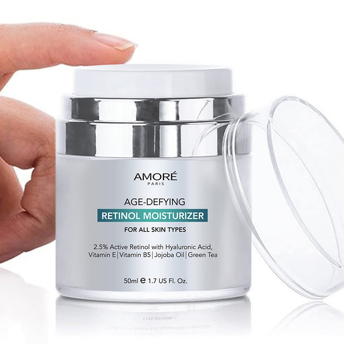 Retinol 2.5% High Potency Anti-Aging Moisturizer Cream (1.7 Fl. Oz.), Silver