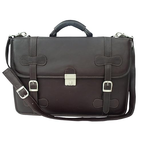Piel Leather XXL Flap-Over Portfolio, Chocolate, One Size