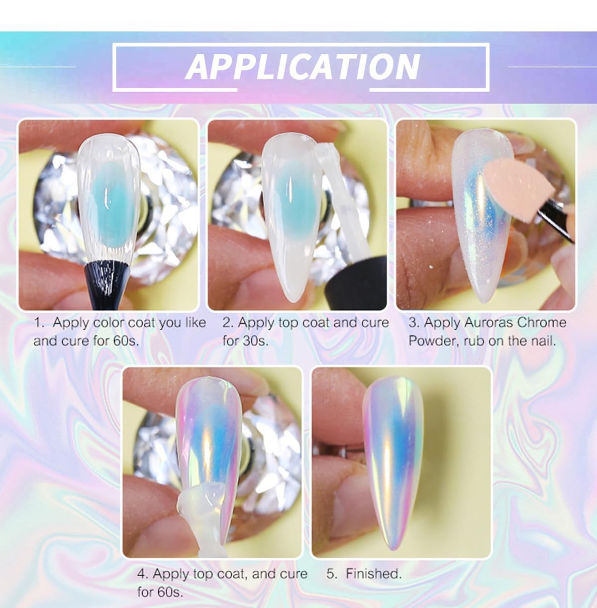 1Box Holographic Nail Powder Mermaid Nail Glitter Powder Pearl Shell Shimmer Powder Glimmer Dust Pretty Shimmer Laser Glitters Nail Art Decorations