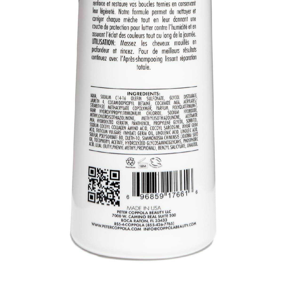 PETER COPPOLA Total Repair Cleansing & Smoothing Sulfate-Free Shampoo - For Color Treated Hair - Color Safe, Sodium Chloride-Free Keratin Shampoo