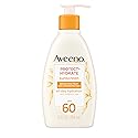 Aveeno Protect + Hydrate Sunscreen Moisturizing Lotion with Prebiotic Oat, Broad Spectrum SPF60, Paraben, & Oil Free, Weightless, Water & Sweat